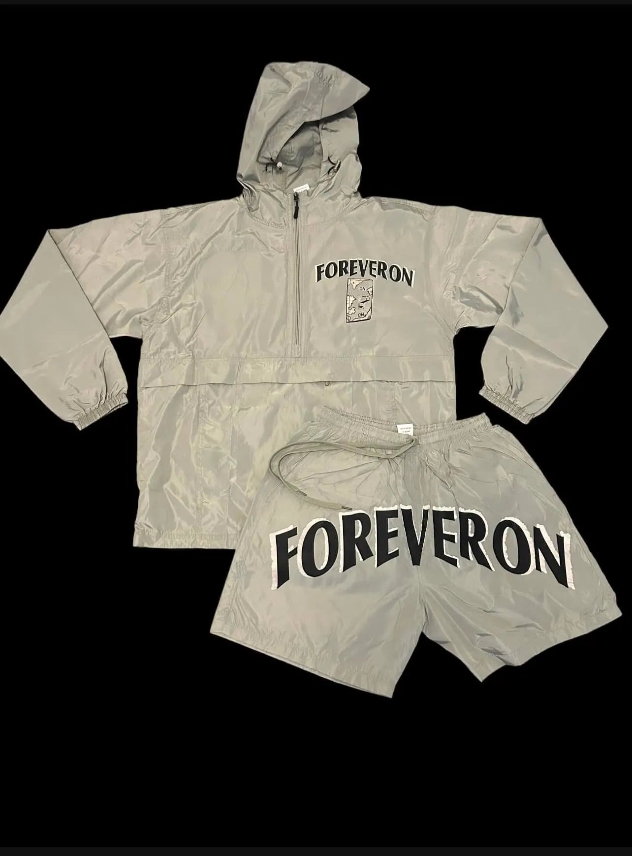 FOREVERON Light Grey Windbreaker & Shorts Set
