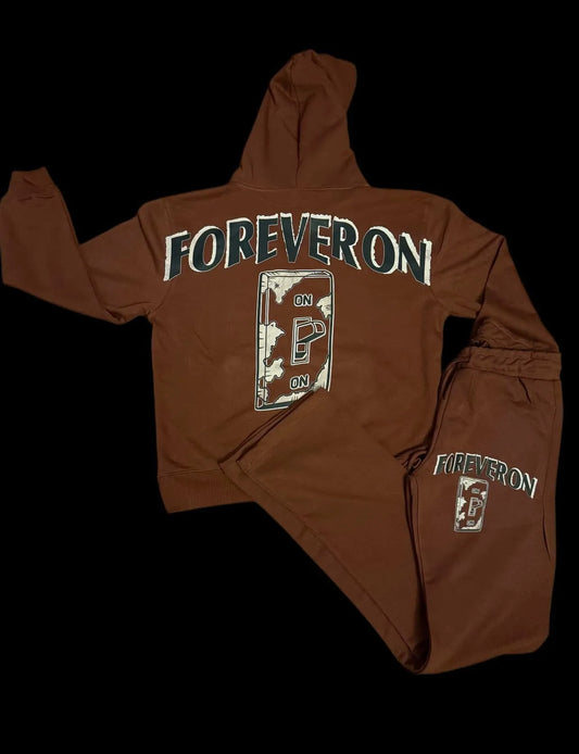 FOREVERON Rust Brown Hoodie &amp; Sweatpants Set